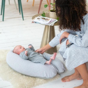 Perna mare pentru gravide si bebelusi 3 in 1, bumbac organic, Doomoo Buddy Light Grey - Img 6