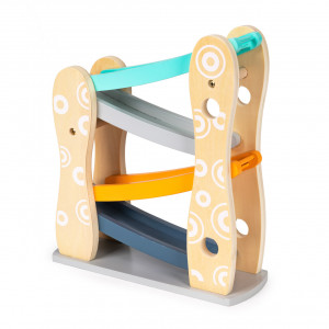 Pista tip tobogan din lemn pentru masinute, B BEEZ, Multistore, tobogan + 3 masini - Img 3