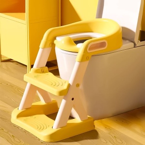 Reductor pentru toaleta cu trepte pentru copii, Ecotoys, HA-P23S YELLOW, cu pernita moale - Img 2