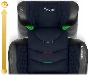 Scaun auto transformabil in inaltator pentru copii, inclinare reglabila, 2 grupe de varsta, 4 - 12 ani, 15-36 kg, inaltime 100 - 150 cm, tetiera reglabila, isofix, ECE R129, Nukido, Louis, Negru/Albastru - Img 5
