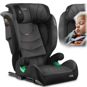Scaun auto transformabil in inaltator pentru copii, inclinare reglabila, 2 grupe de varsta, 4 - 12 ani, 15-36 kg, inaltime 100 - 150 cm, tetiera reglabila, isofix, ECE R129, Nukido, Louis, Negru/Gri - Img 1