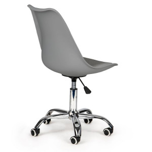 Scaun de birou pivotant cu perna, ModernHomen, inaltime reglabila, perna moale, piele ecologica, Dark Grey - Img 5