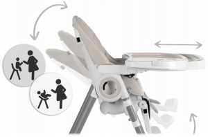 Scaun de masa reglabil, multifunctional, 3in1, pliabil, inaltime reglabila, spatar reglabil, pozitie de somn, tava detasabila, Nukido, Belo, Gri - Img 7