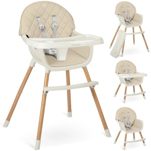 Scaun de masa reglabil, multifunctional, 3in1, pliabil, inaltime reglabila, tava detasabila, Nukido, Lilo, Bej - Img 1