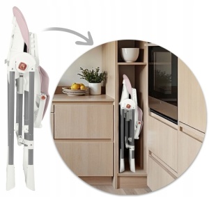 Scaun de masa reglabil, multifunctional, 3in1, transformabil in leagan, Nukido, Elite, Roz - Img 7