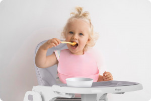Scaun de masa reglabil, Ricokids, Tulo, spatar rabatabil, tava detasabila, suport pentru picioare, inaltime ajustabila, Grey Heather - Img 6