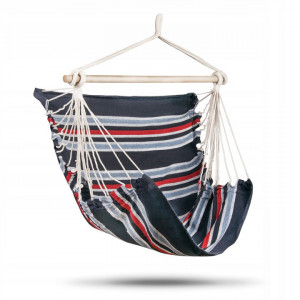 Scaun suspendat brazilian, Sofotel Rhodes, 95 x 130 cm, sarcina maxima 150 kg, Negru / Rosu / Albastru
