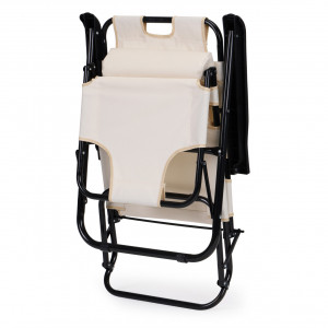 Scaun tip sezlong, pliabil, ajustabil, cu tetiera si cotiere, pentru gradina sau terasa, Modern Home, ZRL010, Beige - Img 2