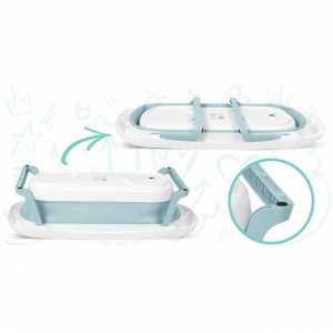 Set - Cadita de baie pliabila pentru bebelusi, cu termometru LCD, suport antiderapant, Ricokids, Albastra, cu Insertie anti-alunecare pentru cadita de baie bebelusi, fixare cu ventuze, Ricokids, Albastra - Img 7