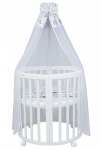Set Lenjerie pentru Patut, Waldin, Evolutiv, cu 11 piese, baldachin, suport, perne, ceasafuri, asternuturi, Bufnite 8P - Img 3