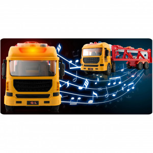 Set masinuta de jucarie, XXL, camion de remorcare, 5 masinii, Ricokids, RK-760, sunete realiste, lumini LED, rampa de coborare, tractiune fata, alimentare pe baterii - Img 7
