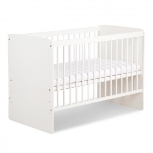 Set Patut copii din lemn KLUPS KAROLINA II Alb, cu Saltea MyKids, Cocos, 120 x 60 x 10 cm - Img 2