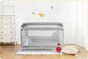Set Patut pliabil pentru copii, 120 x 60 cm, Ricokids, RK-240, Lavenda Grey cu Saltea MyKids, 120 x 60 x 10 cm, Spuma si Cocos - Img 6