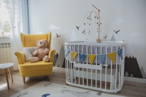 Set Patut Rotund pentru Copii, Multifunctional, Waldin, 5in1 + Sistem de Leganare, Saltele Incluse, Co-Sleeper, Tarc de Joaca, Masa si Scaun pentru Activitati, Culoare Alba - Img 3