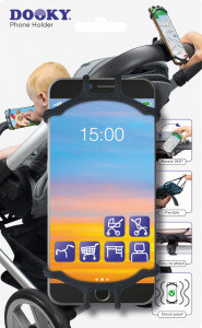 Suport universal pentru telefon, de atasat la carucior, Dooky Negru