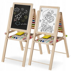 Tabla educativa pliabila, detasabila, 3 in 1, tabla magnetica, tabla pentru creta si abac, Ricokids, RK include markere colorate, creta, burete, cifre si litere magnetice, suruburi - Img 8