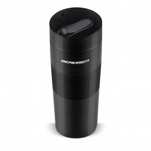 Termos din otel inoxidabil, invelis antiderapant, 590 ml, cu pai curea reglabila, Berdsen, Travel Line, BD-784, Negru - Img 2
