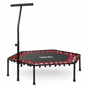Trambulina de Fitness, Hexagonala, cu Maner, Neo-Sport, 127 cm, greutate maxima 100 kg, Negru/Rosu