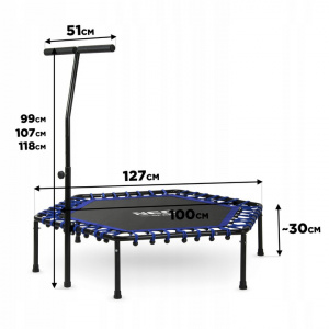 Trambulina de Fitness, Hexagonala, cu Maner, Neo-Sport, 127 cm, greutate maxima 100 kg, Negru/Albastru - Img 6
