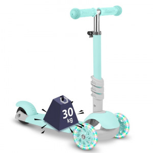 Trotineta de echilibru, cu scaun reglabil, detasabil, pentru copii, Ricokids, Buggy, cu 3 roti, lumini LED, ghidon reglabil, pana la 30 kg, Albastru Deschis - Img 4