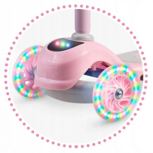 Trotineta de echilibru pentru copii, cu 3 roti, lumini LED, pliabila, ghidon reglabil, pana la 35 kg, Ricokids, Piko, Roz - Img 8