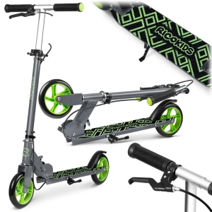 Trotineta pentru copii, cu 2 roti, tip urban, frana de mana, Ricokids, Kodi, Greutate maxima utilizator 50 Kg, Green