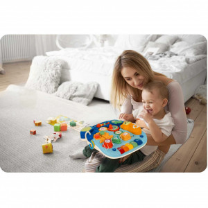 Antemergator interactiv cu 4 roti, transformabil in Masuta interactiva pentru activitati, cu panou de jucarii, sunete cu reglarea volumului, Ricokids 4in1 Albastra 781900 - Img 8
