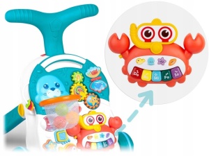 Antemergator interactiv cu 4 roti, transformabil in Masuta interactiva pentru activitati, cu panou de jucarii, sunete cu reglarea volumului, Ricokids 3in1 Albastru, 781000 - Img 7
