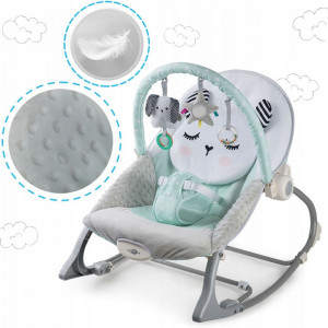 Balansoar pentru copii, cu vibratii, 2 trepte de inclinare, bara de jucarii, Nukido, Mint - Img 3
