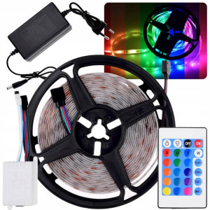 Banda LED colorata audoadeziva, Jokomisiada SMD, 5 metri, Multicolor, cu telecomanda - Img 1