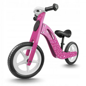 Bicicleta de echilibru din lemn pentru copii, scaun din spuma, roti 12 inchi, Ricokids, 7614, Roz - Img 8