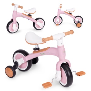Bicicleta de echilibru Ecotoys, 3in1, inaltime reglabila, sarcina maxima 30 kg, Roz - Img 1
