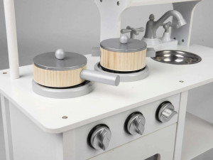 Bucatarie din lemn pentru copii 60 x 30 x 85 cm, aragaz, chiuveta, cuptor cu micround, vase, ustensile, Ricokids, RC-835 - Img 2