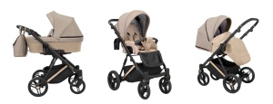 Carucior pentru copii, 4 in 1, Kunert, Lazzio, Premium, Cooper Frame, cu geanta, accesorii, Cappuccino + Scaun auto Cosmo Black + Adaptori + Baza isofix Avionaut Dock2 - Img 7