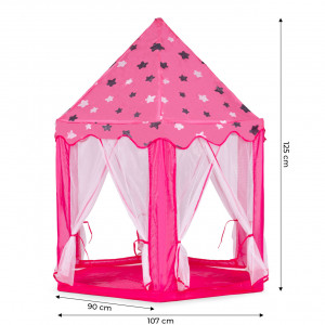 Cort de joaca pentru copii, iPlay, Castelul printesei, motive grafice, 107x125 cm, Roz - Img 2