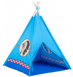Cort tip indian pentru copii, EcoToys, Wigwam, 120 x 120 x 150 cm, Albastru - Img 5
