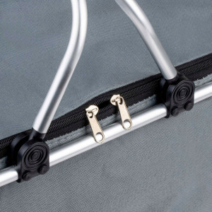 Cos termic pliant pentru picnic, cumparaturi, plaja, cadru aluminie, material impermeabil, termoizolant, sarcina 15 kg, capacitate 25 L, 2 manere, Multistore, Gri - Img 5