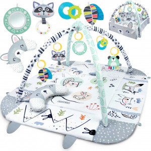 Covoras educational pentru copii, interactiv, multifunctional, cu oglinda, 110 x 100 cm, Ricokids, Rabit - Img 4