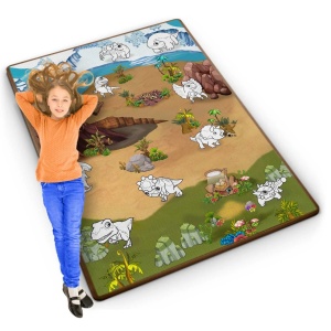 Covoras educational pentru copii, Ricokids, RK-344, XXL, de colorat, markere incluse, spuma EVA, usor de curatat, Dino Land - Img 8