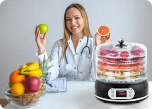 Deshidrator de alimente, Berdsen, 5 tavi, pentru legume, fructe, ciuperci, carne, capacitate 10 L, Negru - Img 5