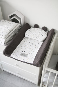Husă pentru saltea de înfășat bebe 50×70 cm, din bumbac, cu elastic, Tiny Star Confetti Graphite - Img 5