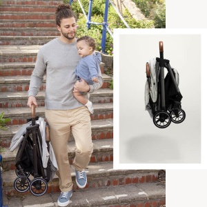 Joie - Carucior pentru copii ultracompact 3 in 1 Parcel Oyster / i-Snug Shale ( Carucior Parcel Oyster + Landou Ramble XL Oyster + Scoica auto i-Snug cu tetiera reglabila, nastere - 75 cm, Shale) - Img 11