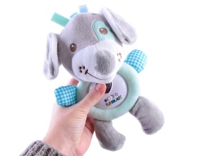 Jucarie de plus cu sunete si lumini, Funmuch, Catelus, 22 cm, Gri - Img 5