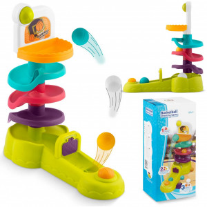 Jucarie interactiva, Cos de Baschet cu 3 mingi, cu propulsare, 41,5 x 38 x 16,5 cm, 152 de elemente, Ricokids, RK-739