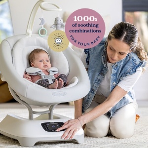 Leagan electric pentru copii Graco Eluma Sway cu tehnologie inteligenta de detectare a plansului, pentru bebelusi, alb Rori - Img 9