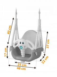 Leagan modular pentru copii, pentru interior - exterior, Ricokids, 3in1, greutate maxima 30 kg, 1 - 7 ani, Gri - Img 6