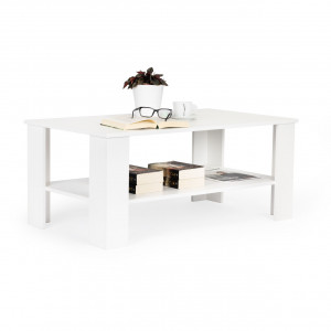 Masa de cafea cu raft de depozitare 150 x 57 x 43 xm, Modern Home, Alba - Img 3