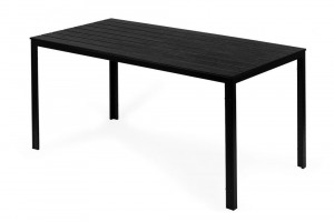 Masa de Gradina, 6 persoane, 156 X 78 cm, otel vopsit cu pulbere, imita lemnul, Modern Home, Black