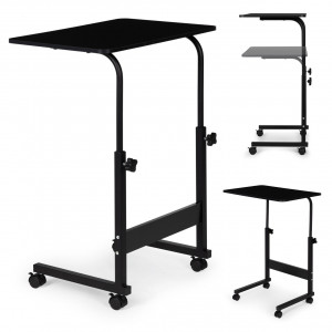 Masa pentru laptop, multfunctionala, cu roti, Modern Home, cadru metalic, blat MDF, Negru - Img 4