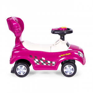 Masinuta Ride-On pentru copii, Multistore, Quick Coupe, cu melodii si clanxon, spatar si balustrade de protectie, volan multimedia si maner de ghidare, Violet - Img 2